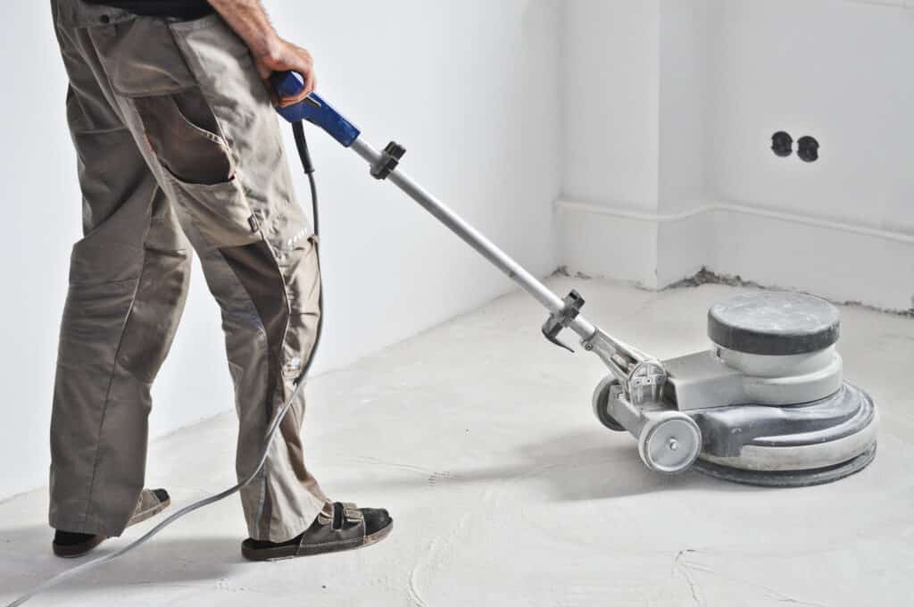 Removing Garage Floor Coatings with an industrial grinder