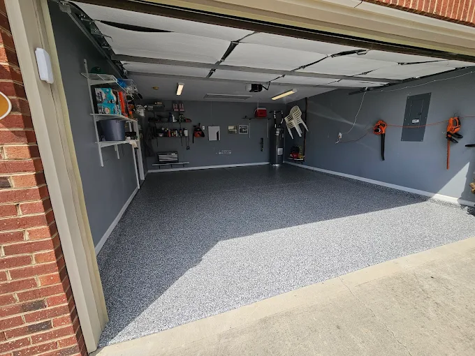Garage with Custom Slat Wall Storage in Knoxville