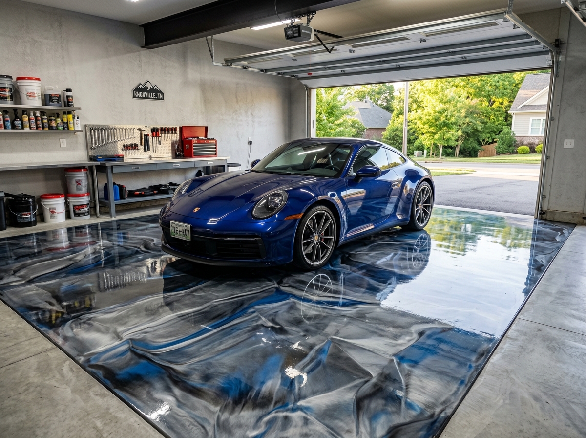 epoxy garage flooring 3D design Knoxville