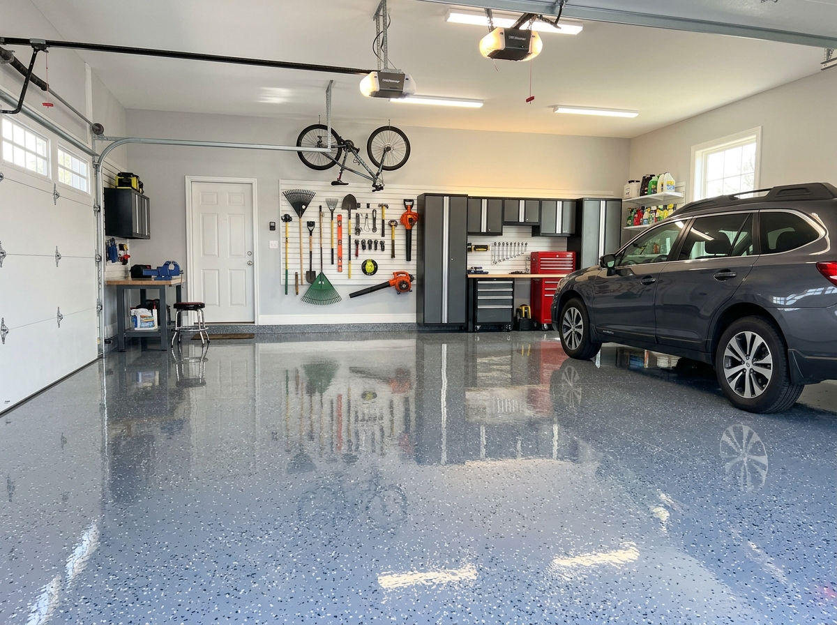 UV resistant polyaspartic garage